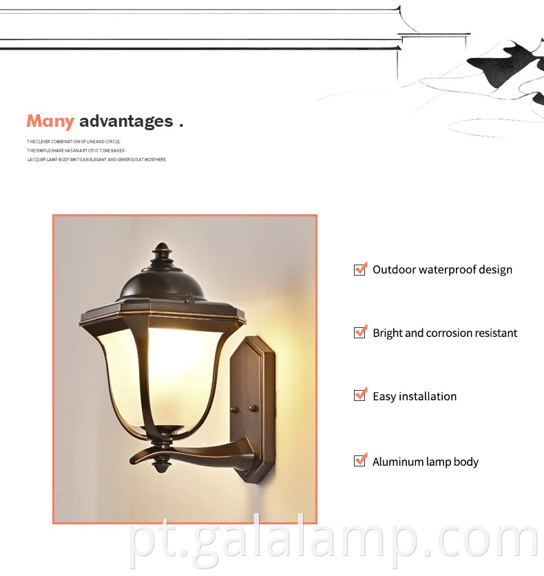 Pátio personalizado europeu IP65 Decoração de jardim à prova d'água 16W LED de luz de parede externa ao ar livre